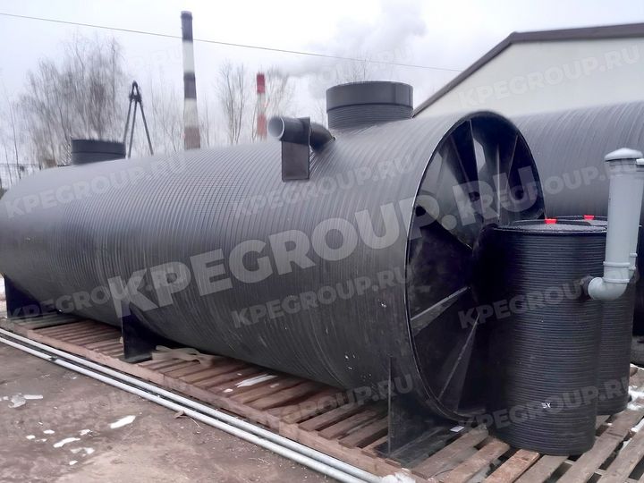 фото пожарный резервуар емкость 50 м3 50000 литров из полиэтилена подземный с клапаном КПЕ групп